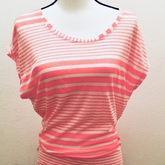 Aerie Orange and White Striped Pretty T Top - Picture 2 of 5